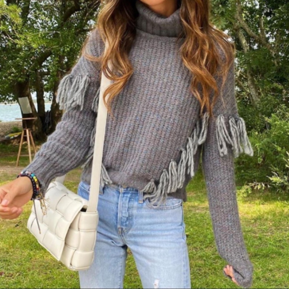 Something Navy Isla Fringe Sweater